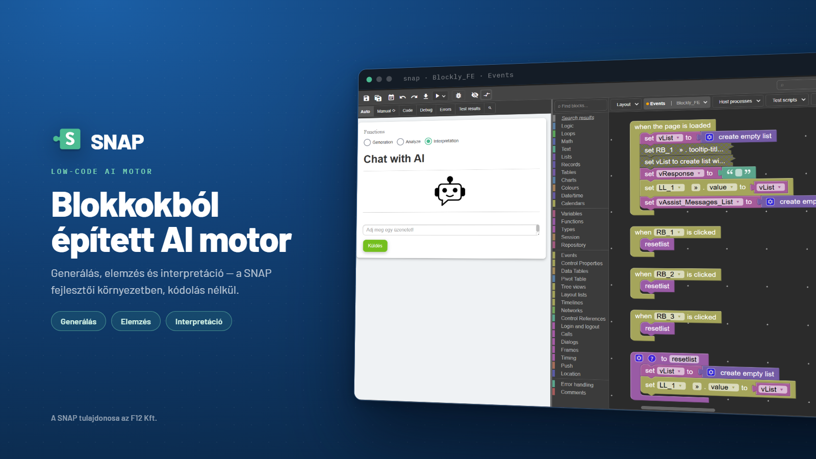 F12 — SNAP – low-code AI motor